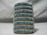 Biggest Best Vintage Native American Zuni Needlepoint Turquoise Sterling Silver Bracelet-Nativo Arts