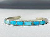 Fabulous Vintage Native American Navajo Inlay Turquoise Sterling Silver Bracelet-Nativo Arts