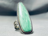Beautiful Vintage Native American Zuni Huge Green Turquoise Sterling Silver Ring-Nativo Arts