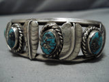 Rare Old Morenci Turquoise Vintage Native American Navajo Sterling Silver Bracelet Old-Nativo Arts