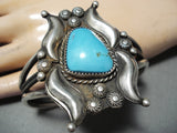 Majestic Native American Navajo Turquoise Sterling Silver Bracelet Signed-Nativo Arts