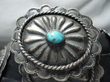 Sensational Vintage Native American Navajo Kingman Turquoise Sterling Silver Concho Belt Old-Nativo Arts