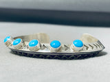 Extraordinary Native American Navajo Signed 5 Sleeping Beauty Turquoise Sterling Silver Bracelet-Nativo Arts