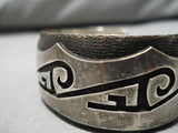 Intrivate Chisels!! Vintage Hopi Native American Navajo Sterling Silver Hand Wrought Bracelet-Nativo Arts
