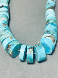 The Chunkiest Turquoise Heishi Vintage Native American Navajo Sterling Silver Necklace Old-Nativo Arts