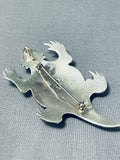 One Of The Most Unique Ever Native American Navajo Coral Sterling Silver Toad Pin-Nativo Arts