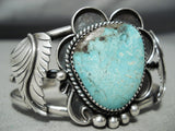 Rare Blue Diamond Turquoise Vintage Native American Navajo Sterling Silver Bracelet-Nativo Arts