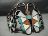 Museum Quality Native American Navajo Zuni Inlay Butterfly Turquoise Sterling Silver Bracelet-Nativo Arts