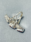 Dazzling Native American Navajo Coral Sterling Silver Ring-Nativo Arts