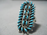 Slanted Turquoise Vintage Zuni Native American Sterling Silver Ring!-Nativo Arts
