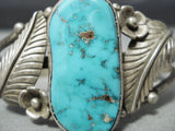 Freddy Guerro Vintage Native American Navajo Carico Lake Turquoise Sterling Silver Bracelet-Nativo Arts