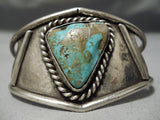 Rare Triangular Royson Turquoise Vintage Native American Navajo Sterling Silver Bracelet Old-Nativo Arts