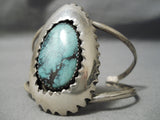 Important Vintage Native American Navajo Last Chance Turquoise Sterling Silver Bracelet Old-Nativo Arts