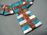 Native American One Of The Most Intricate Santo Domingo Turquoise Inlay Necklace-Nativo Arts