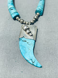 Exotic Turquoise Vintage Native American Navajo Sterling Silver Necklace Old-Nativo Arts