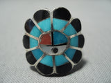 Superior Vintage Zuni Turquoise Sterling Silver Ring Native American Old-Nativo Arts