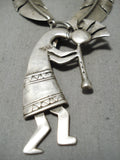 Incredible Vintage Navajo Sterling Silver Kokopelli Necklace Native American-Nativo Arts