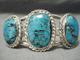 Opulent Vintage Native American Navajo Bisbee Turquoise Sterling Silver Bracelet Old-Nativo Arts