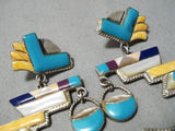 Fabulous Vintage Native American Navajo Turquoise Sterling Silver Earrings-Nativo Arts