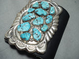 Magnificent Vintage Native American Zuni Sleeping Beauty Turquoise Sterling Silver Bowguard-Nativo Arts