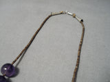 Native American One Of The Best Vintage Santo Domingo Amethyst Sterling Silver Tubule Necklace-Nativo Arts