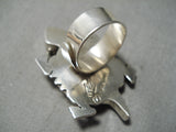 Detailed!! Huge Toad Native American Navajo Turquoise Sterling Silver Ring-Nativo Arts