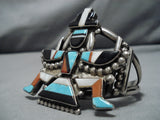 Museum Quality!! Vintage Native American Navajo Turquoise Kachina Inlay Sterling Silver Bracelet-Nativo Arts