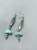 Incredible Vintage Native American Navajo Kingman Turquoise Sterling Silver Earrings-Nativo Arts