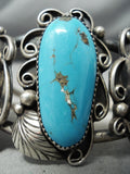 Majestic Vintage Native American Navajo Blue Diamond Turquoise Sterling Silver Bracelet-Nativo Arts