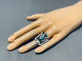 Taller Native American Navajo Bird Turquoise Sterling Silver Ring-Nativo Arts