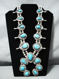 Women's Vintage Native American Navajo Turquoise Sterling Silver Squash Blossom Necklace-Nativo Arts