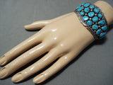 Intense Vintage Native American Navajo Blue Gem Turquoise Sterling Silver Bracelet-Nativo Arts