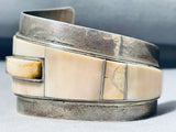 White Fossil Special Stone Vintage Native American Navajo Sterling Silver Inlay Bracelet-Nativo Arts