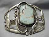 Incredible Vintage Native American Navajo #8 Turquoise Sterling Silver Leaf Bracelet Old-Nativo Arts