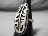 Exceptionally Detailed Vintage Native American Hopi Sterling Silver Geomtric Ring Old-Nativo Arts