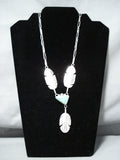 Spectacular Native American Navajo Royston Turquoise Sterling Silver Feathers Necklace-Nativo Arts