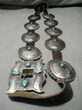 Amazing Vintage Native American Navajo Hand Wrought Sterling Silver Turquoise Concho Belt-Nativo Arts
