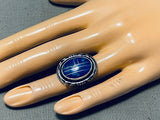Mel Yazzie Vintage Native American Navajo Azurite Sterling Silver Ring-Nativo Arts