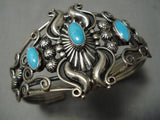 Native American Exceptional Vintage Navajo Easter Blue Turquoise Sterling Silver Bracelet-Nativo Arts