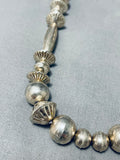 One Of The Bets Vintage Native American Navajo Sterling Silver Bead Necklace-Nativo Arts