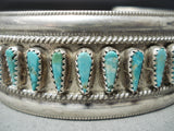 Phenomenal Native American Navajo Turquoise Teardrops Sterling Silver Bracelet-Nativo Arts