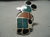 One Of The Oldest Vintage Native American Navajo Mickey Mouse Turquoise Sterling Silver Ring Old-Nativo Arts