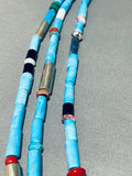 Singer Vintage Native American Navajo Long Turquoise Sterling Silver Necklace-Nativo Arts