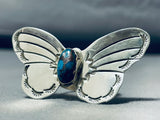 Whimsical Vintage Native American Navajo Bisbee Turquoise Sterling Silver Butterfly Ring-Nativo Arts