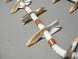 Native American Exceptional Vintage Santo Domingo Bird Fetsh Heishi Necklace Old-Nativo Arts
