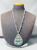 Skilled Hand Tooled Hogan Bead Vintage Native American Navajo Turquoise Sterling Silver Necklace-Nativo Arts
