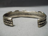 Thick Sturdy Vintage Native American Navajo Yazzie Turquoise Sterling Silver Bracelet Old-Nativo Arts