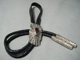 Heavy Detailed Vintage Native American Navajo Spiderweb Sterling Silver Bolo Tie-Nativo Arts