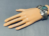 Highly Detailed Vintage Native American Navajo Rare Turquoise Sterling Silver Bracelet-Nativo Arts