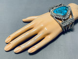 Important Vintage Native American Navajo Blue Diamond Turquoise Sterling Silver Bracelet-Nativo Arts